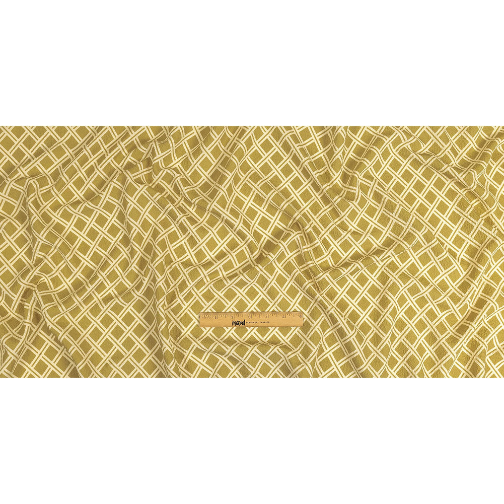 Mood Exclusive Beige Lattice Status Stretch Polyester Seersucker Full