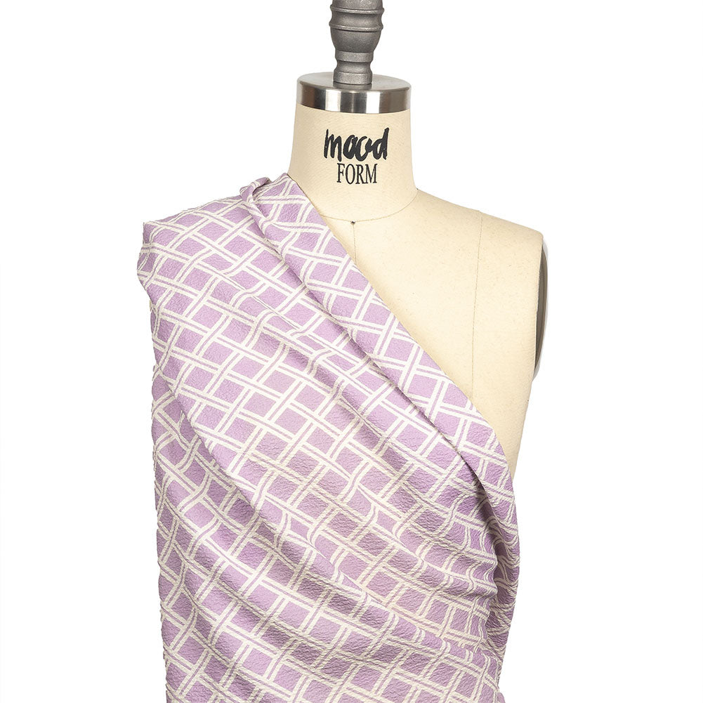 Mood Exclusive Lavender Lattice Status Stretch Polyester Seersucker Drape