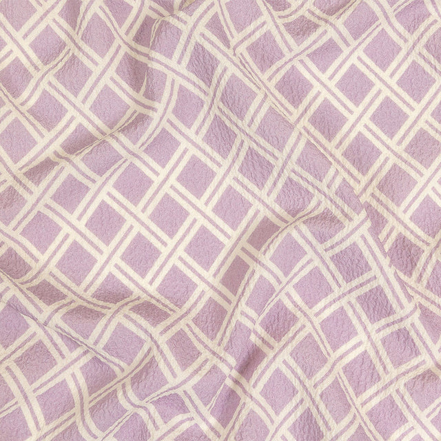 Mood Exclusive Lavender Lattice Status Stretch Polyester Seersucker