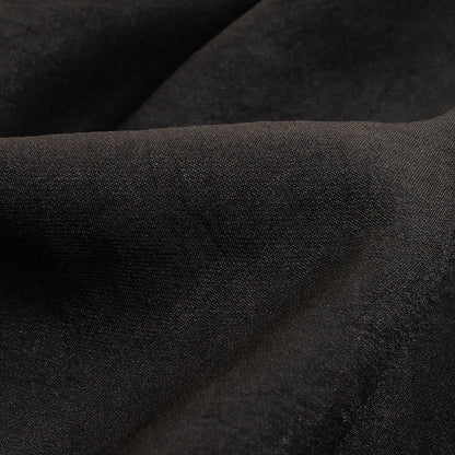 Black Wrinkled Look Stretch Polyester Woven Detail