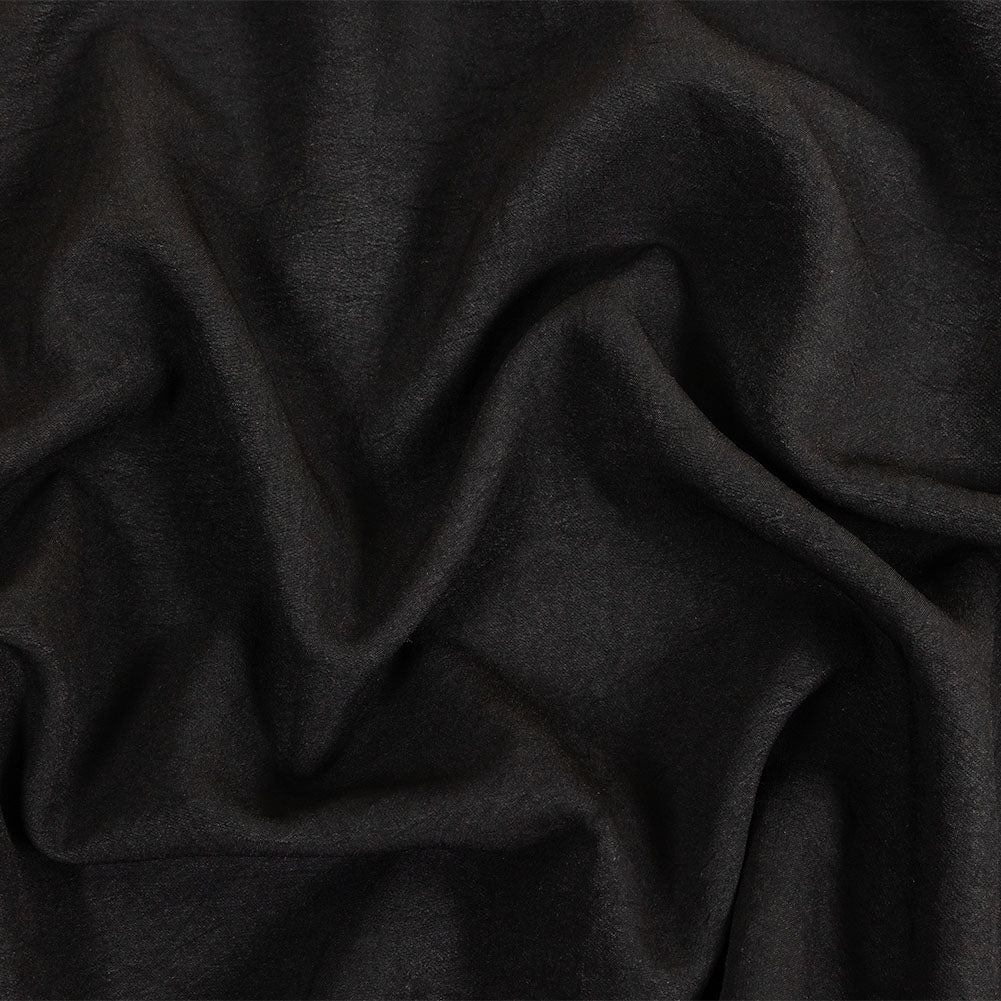 Black Wrinkled Look Stretch Polyester Woven