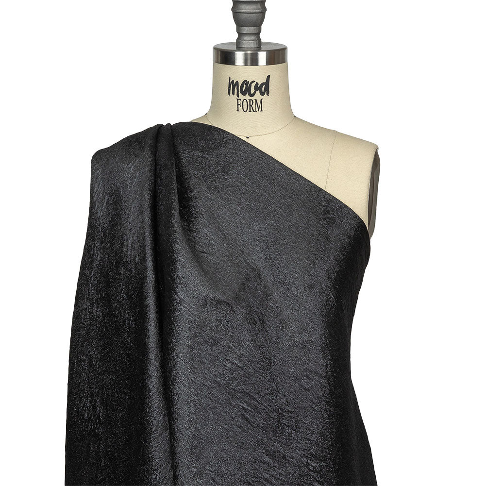 Pegasus Black Mottled Luxury Brocade - Drape