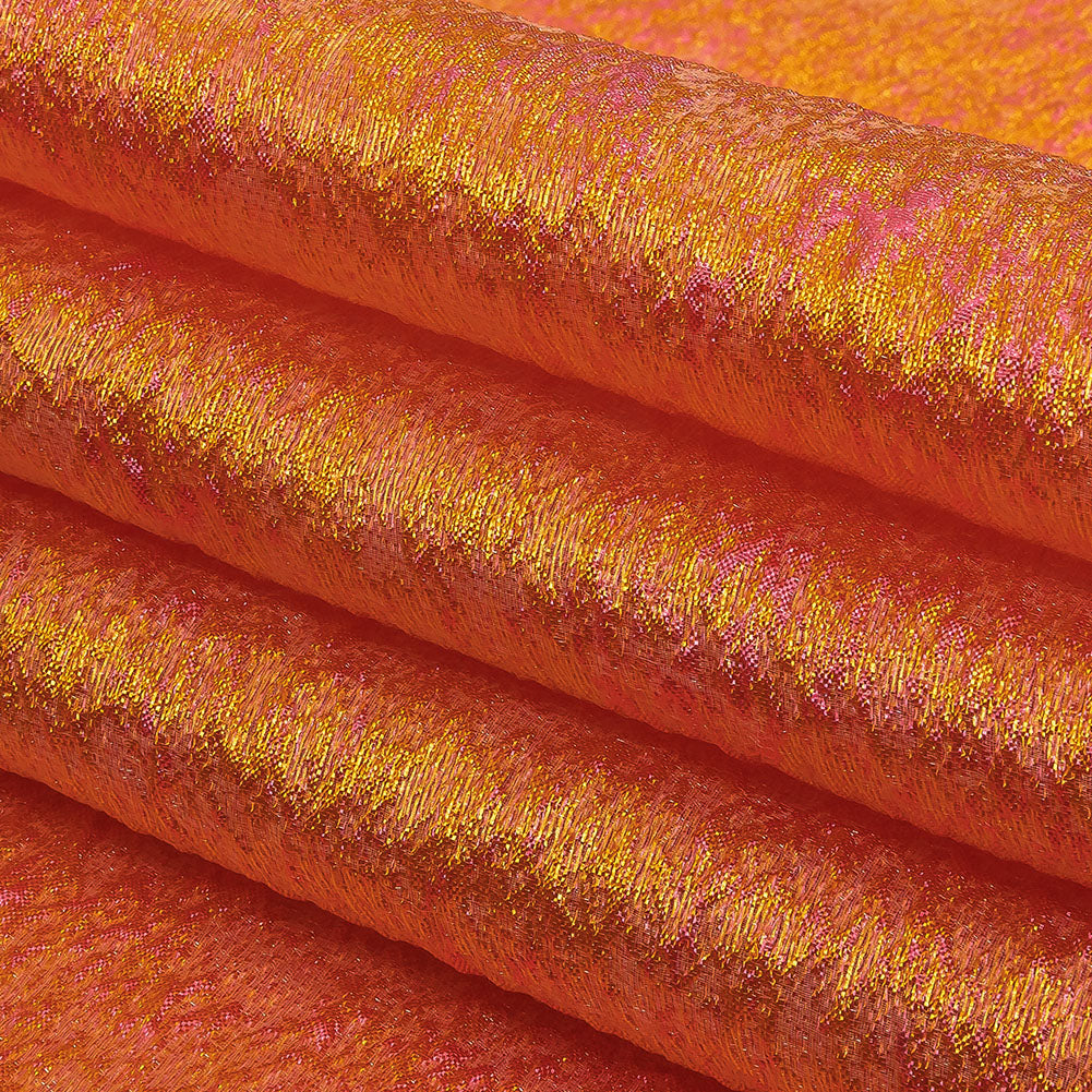 Pegasus Mango and Hot Pink Mottled Luxury Brocade - Folded