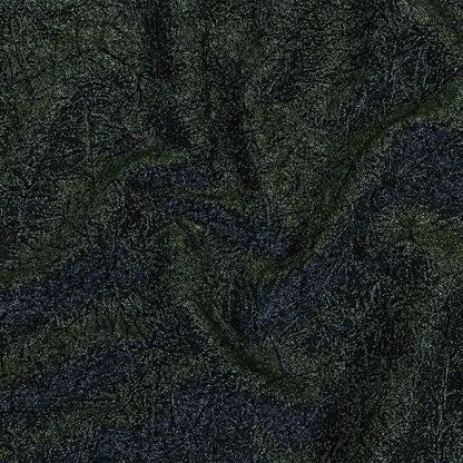 Astrolabe Metallic Evergreen and Navy Crinkled Luxury Brocade with Black Backing