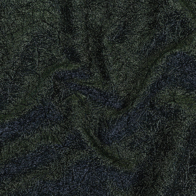 Astrolabe Metallic Evergreen and Navy Crinkled Luxury Brocade with Black Backing