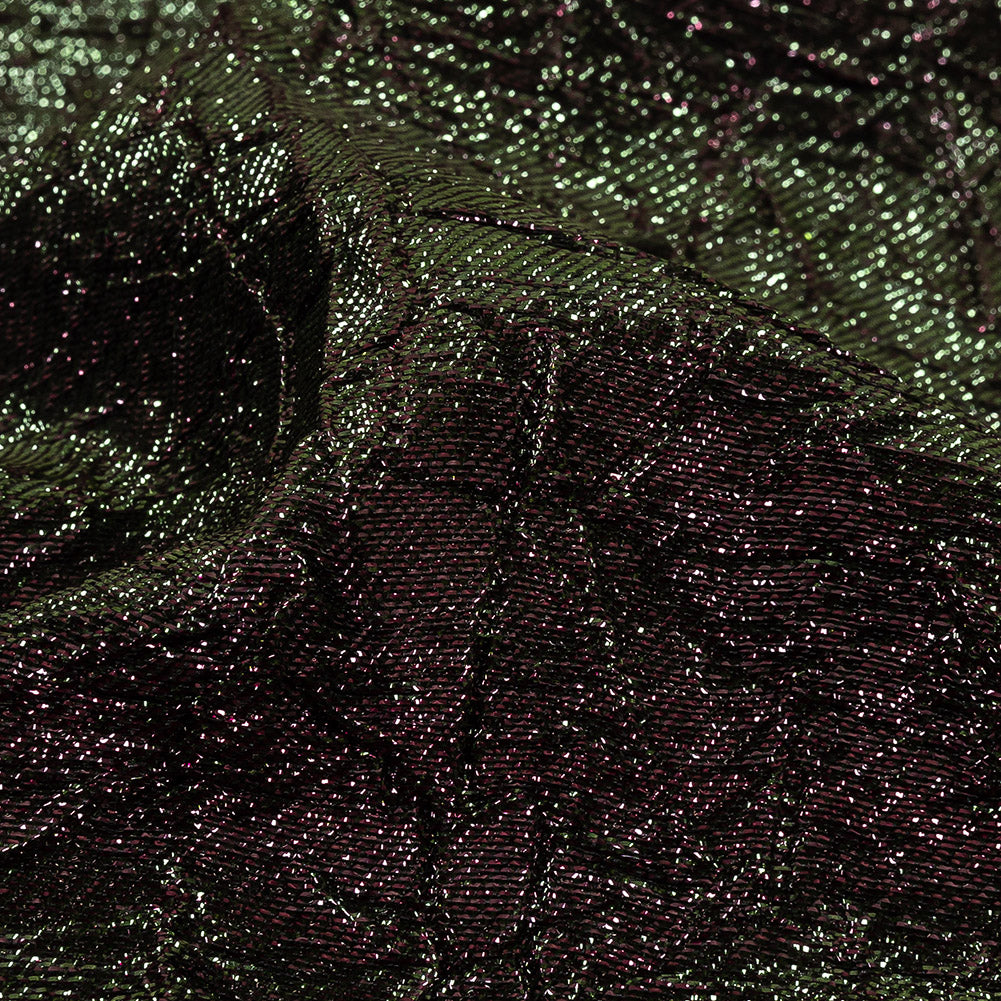 Astrolabe Metallic Olive and Wine Crinkled Luxury Brocade with Black Backing