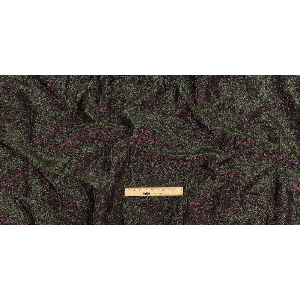 Astrolabe Metallic Olive and Wine Crinkled Luxury Brocade with Black Backing