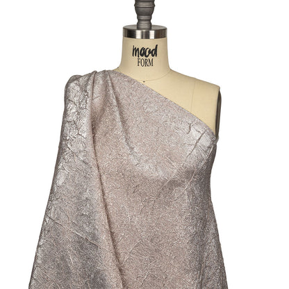 Astrolabe Metallic Silver and Rose Gold Crinkled Luxury Brocade with White Backing