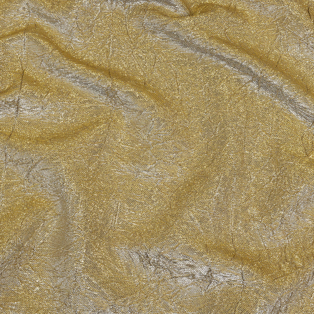 Astrolabe Metallic Gold and Silver Crinkled Luxury Brocade with White Backing