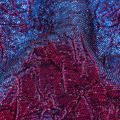 Astrolabe Metallic Berry Gloss and Ultramarine Crinkled Luxury Brocade with Black Backing