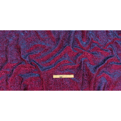 Astrolabe Metallic Berry Gloss and Ultramarine Crinkled Luxury Brocade with Black Backing