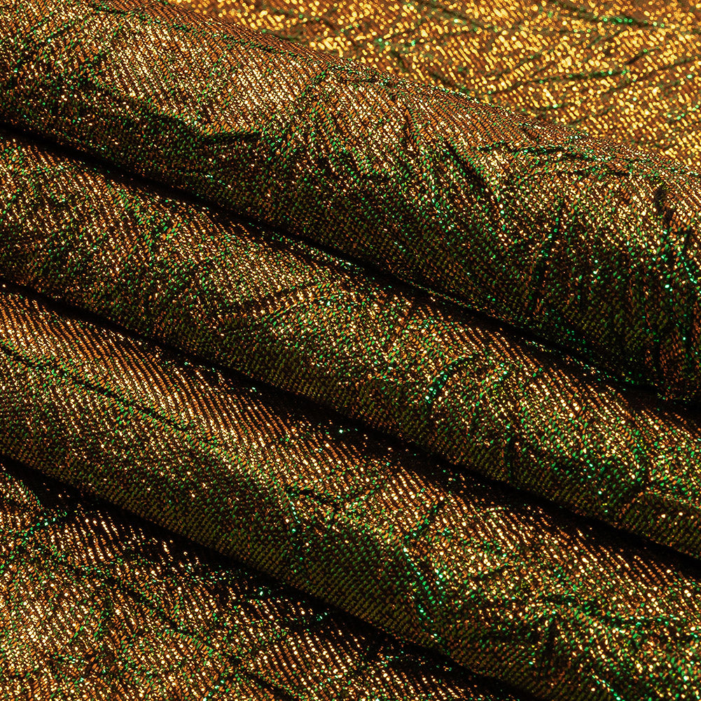 Astrolabe Metallic Kelly and Mango Crinkled Luxury Brocade with Black Backing