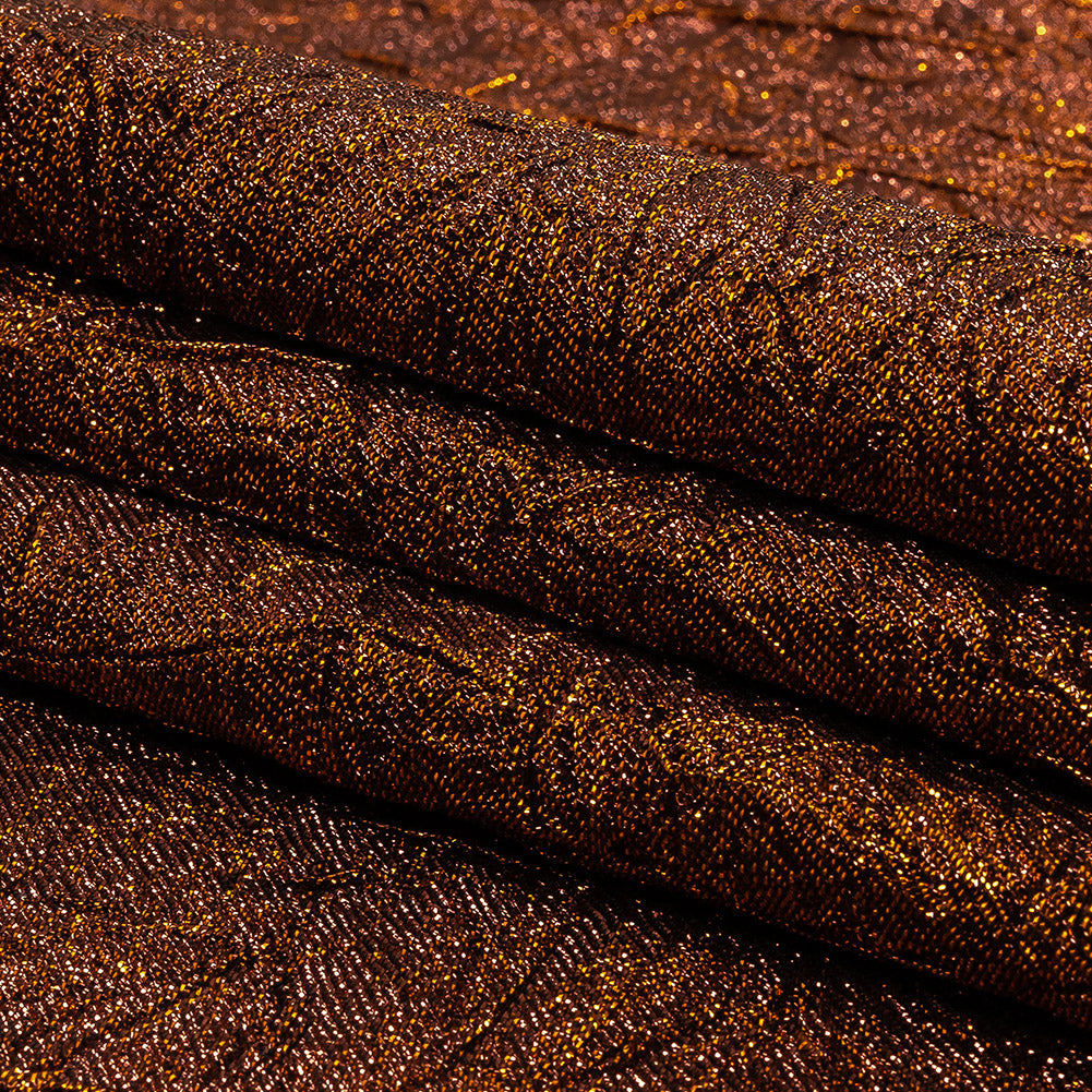 Astrolabe Metallic Copper Crinkled Luxury Brocade with Black Backing
