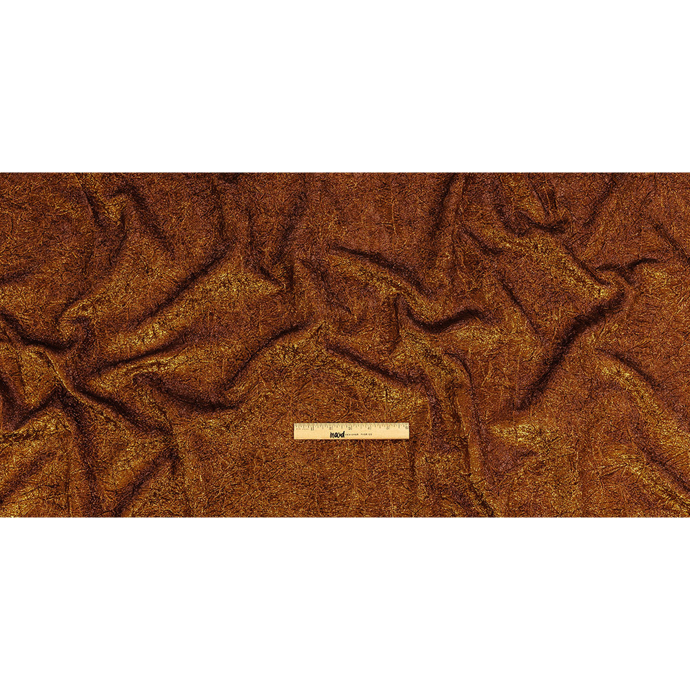 Astrolabe Metallic Copper Crinkled Luxury Brocade with Black Backing