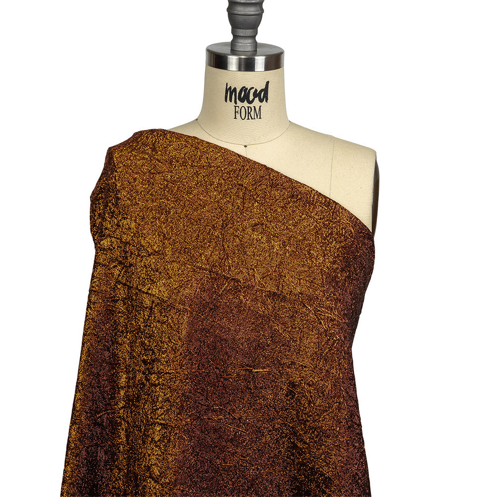 Astrolabe Metallic Copper Crinkled Luxury Brocade with Black Backing