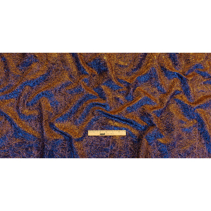 Astrolabe Metallic Copper and Royal Blue Crinkled Luxury Brocade with Black Backing