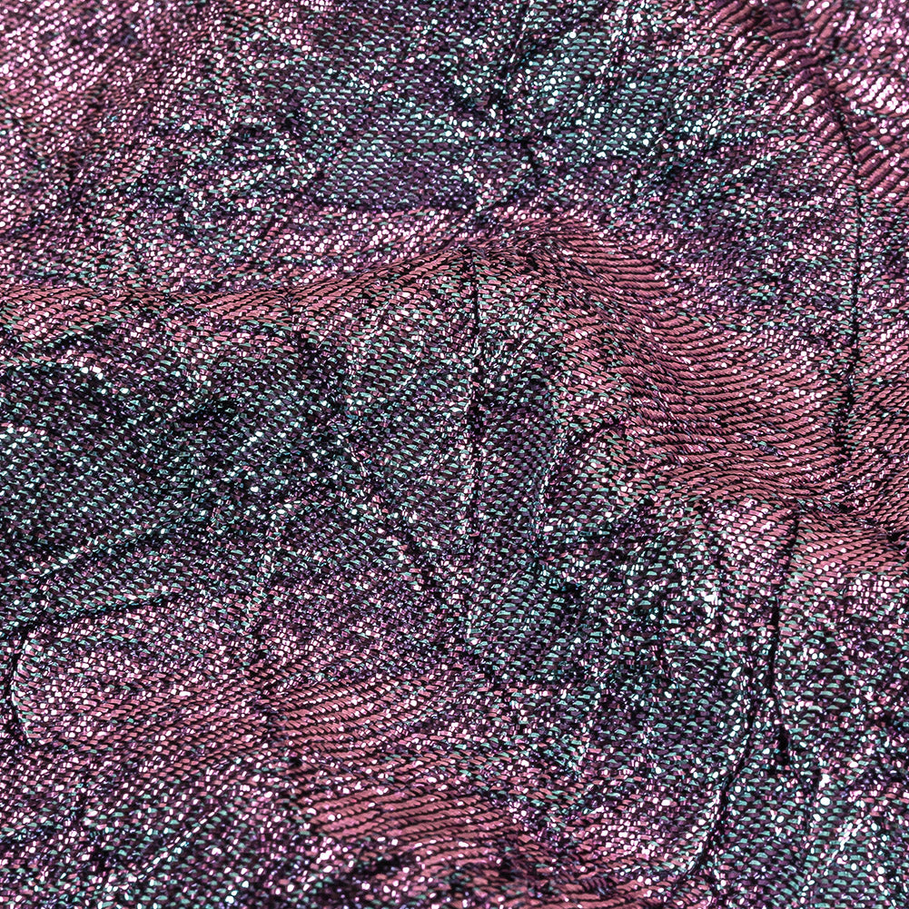Astrolabe Metallic Lilac and Sky Crinkled Luxury Brocade with Black Backing