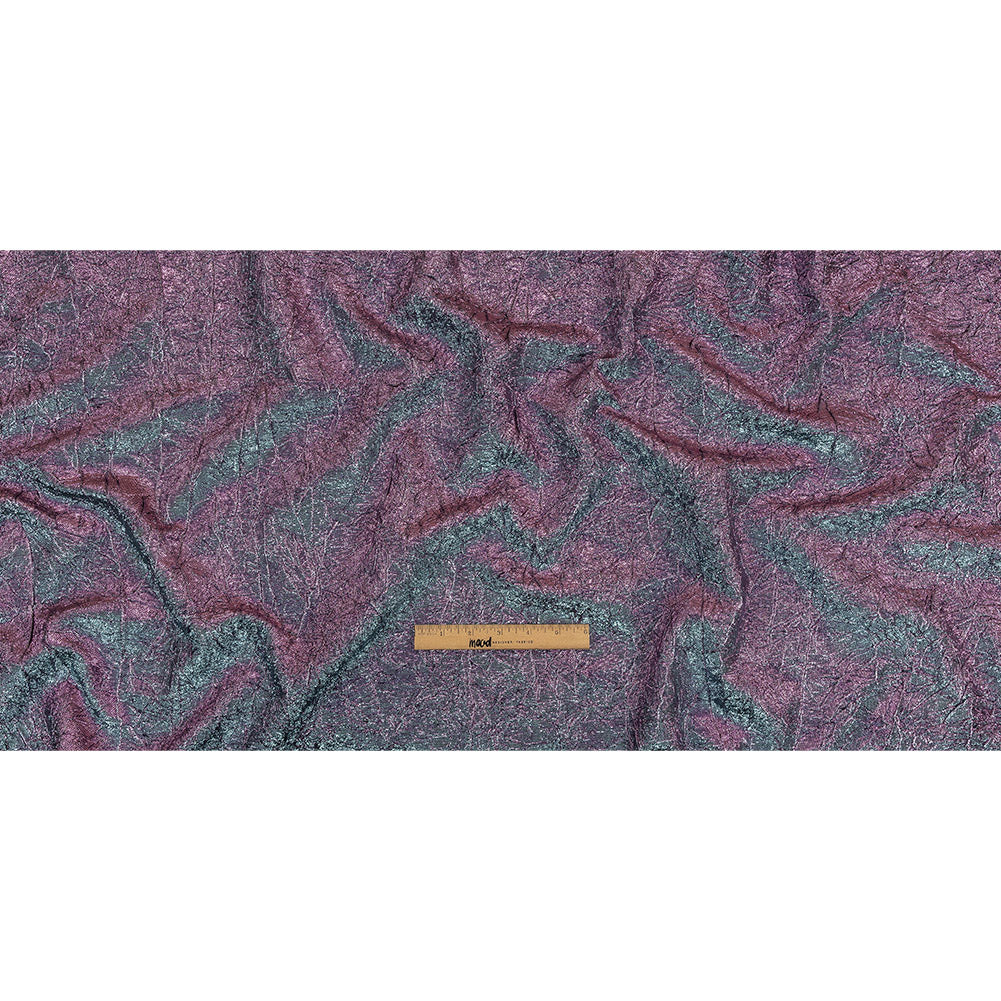 Astrolabe Metallic Lilac and Sky Crinkled Luxury Brocade with Black Backing