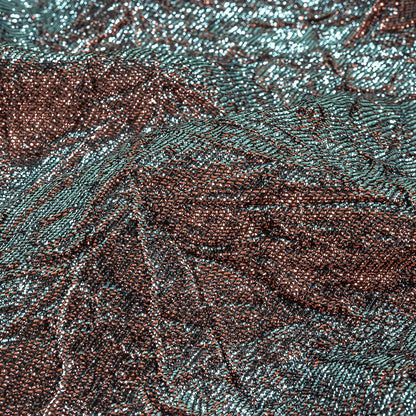 Astrolabe Metallic Sky and Salmon Crinkled Luxury Brocade with Black Backing