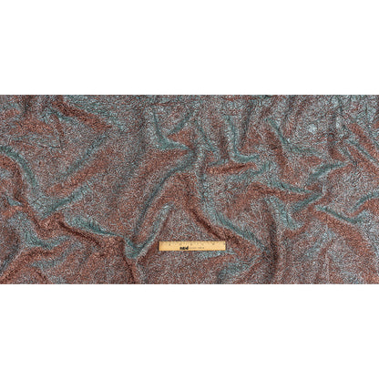 Astrolabe Metallic Sky and Salmon Crinkled Luxury Brocade with Black Backing