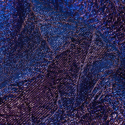 Astrolabe Metallic Lilac and Royal Blue Crinkled Luxury Brocade with Black Backing
