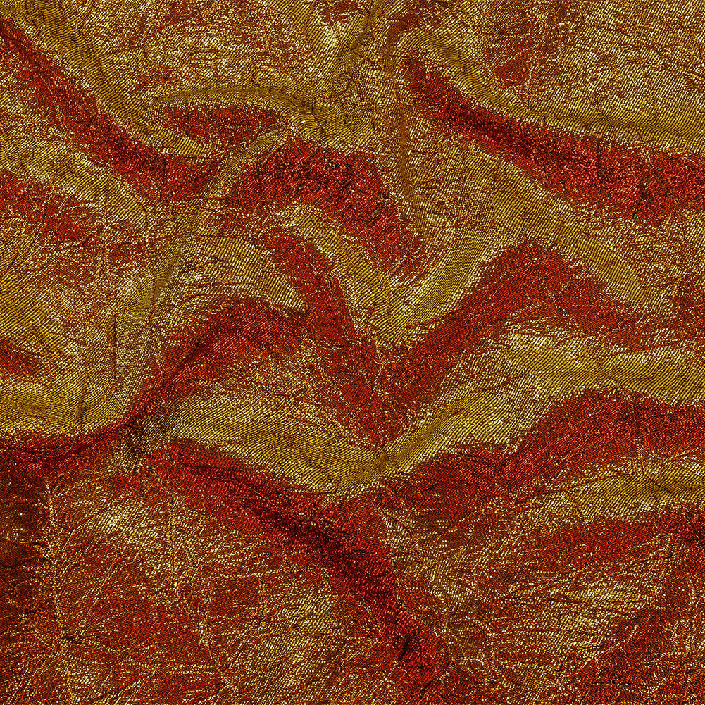 Astrolabe Metallic Candy Apple Red and Gold Crinkled Luxury Brocade with Black Backing