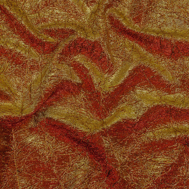 Astrolabe Metallic Candy Apple Red and Gold Crinkled Luxury Brocade with Black Backing