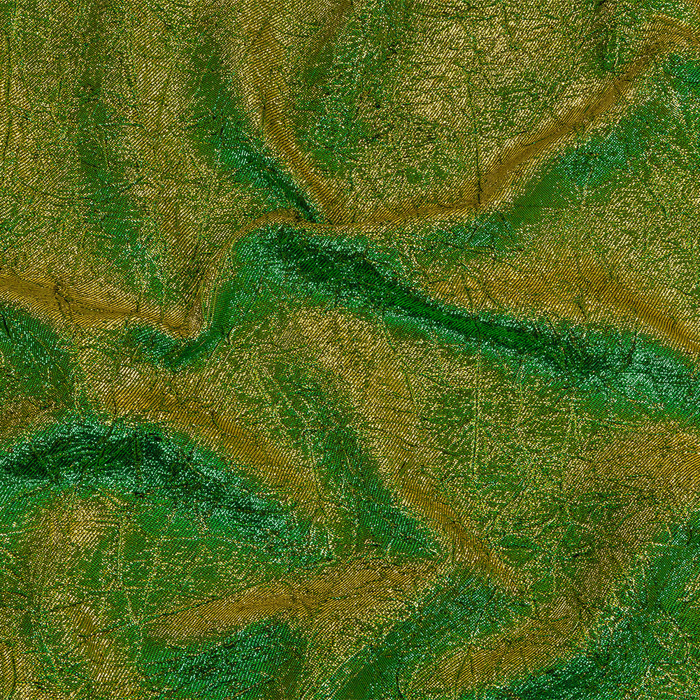 Astrolabe Metallic Lemon and Kelly Crinkled Luxury Brocade with Black Backing