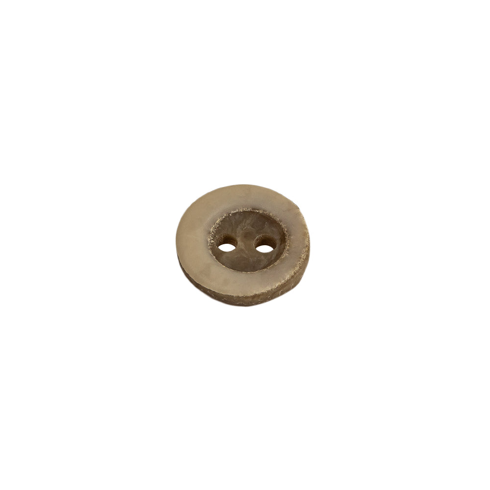 Tan and Beige Plastic 2-Hole Tire Rim Button - 18L/11.5mm Folded