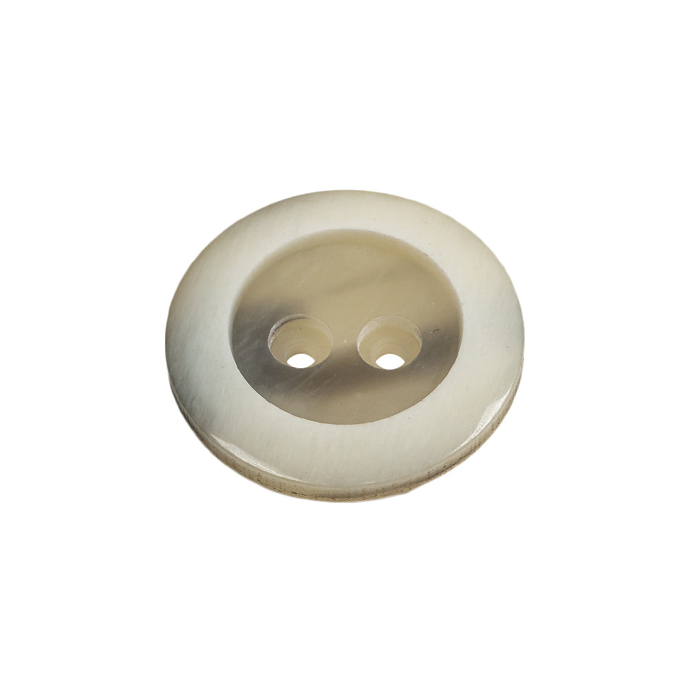 Cannoli Cream and Gray Swirled 2-Hole Plastic Dish Button - 36L/23mm Folded