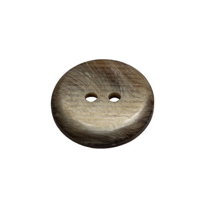 Brown and Putty Marbled 2-Hole Uneven Plastic Button with Ribbed Texture - 33L/21mm Folded