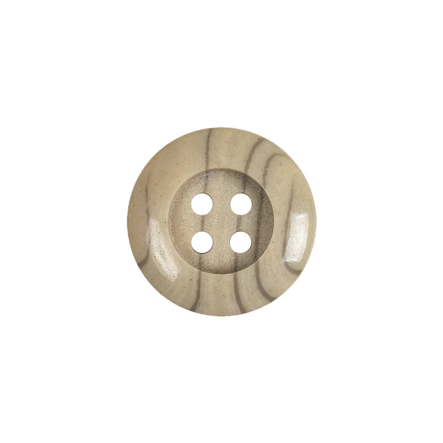 Cream and Drizzle Striated 4-Hole Plastic Deepwell Button - 28L/18mm