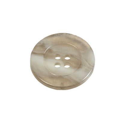 Translucent Bright White Shimmering 4-Hole Wide-Rimmed Plastic Button - 36L/23mm Folded