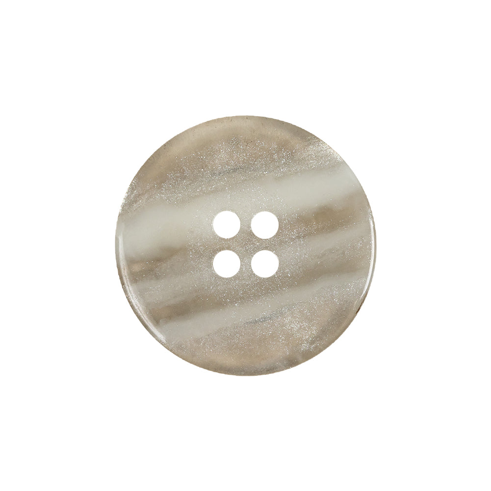 Translucent Bright White Shimmering 4-Hole Wide-Rimmed Plastic Button - 36L/23mm Detail