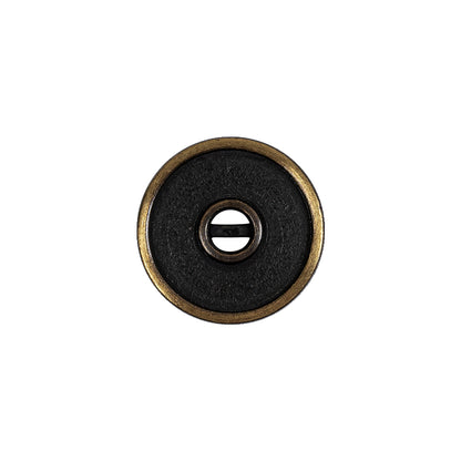 Antique Brass Textured Narrow Rim 2-Hole Metal Button - 25L/16mm