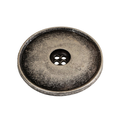 Weathered Silver Narrow Rim Low Convex 4-Hole Metal Button - 44L/28mm Folded