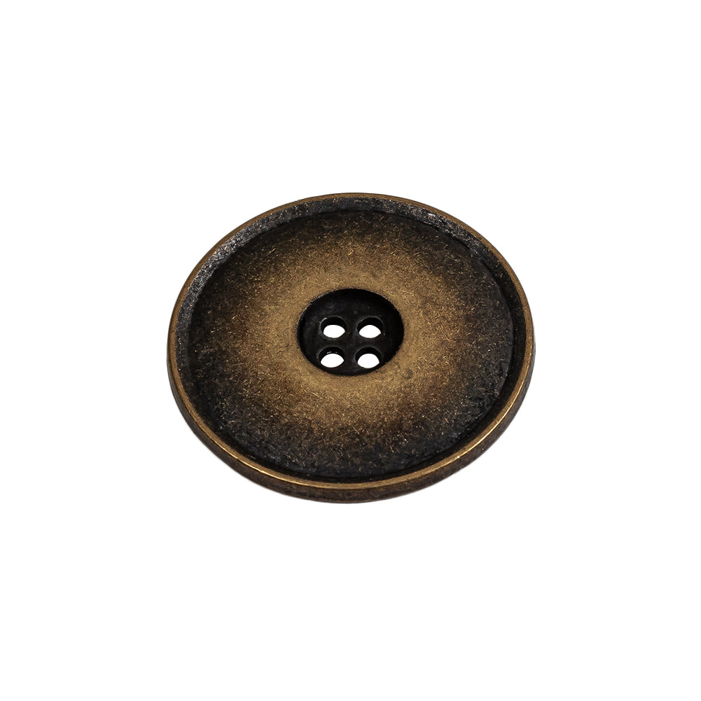 Weathered Brass Narrow Rim Low Convex 4-Hole Metal Button - 36L/23mm Folded
