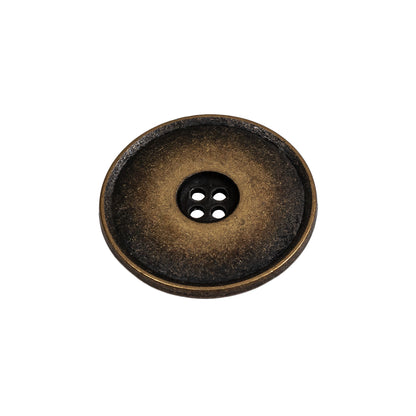 Weathered Brass Narrow Rim Low Convex 4-Hole Metal Button - 36L/23mm Folded