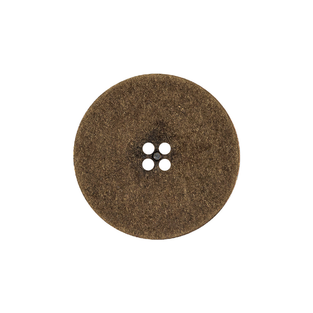 Weathered Brass Narrow Rim Low Convex 4-Hole Metal Button - 36L/23mm Detail