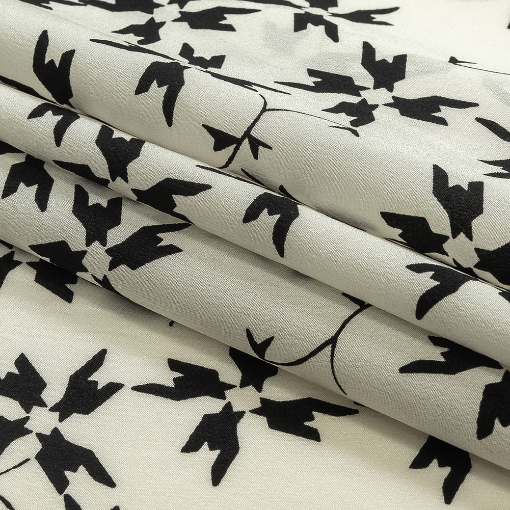 Tanya Taylor White and Black Geometric Floral Silk Crepe de Chine Full