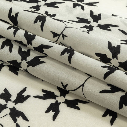 Tanya Taylor White and Black Geometric Floral Silk Crepe de Chine Full