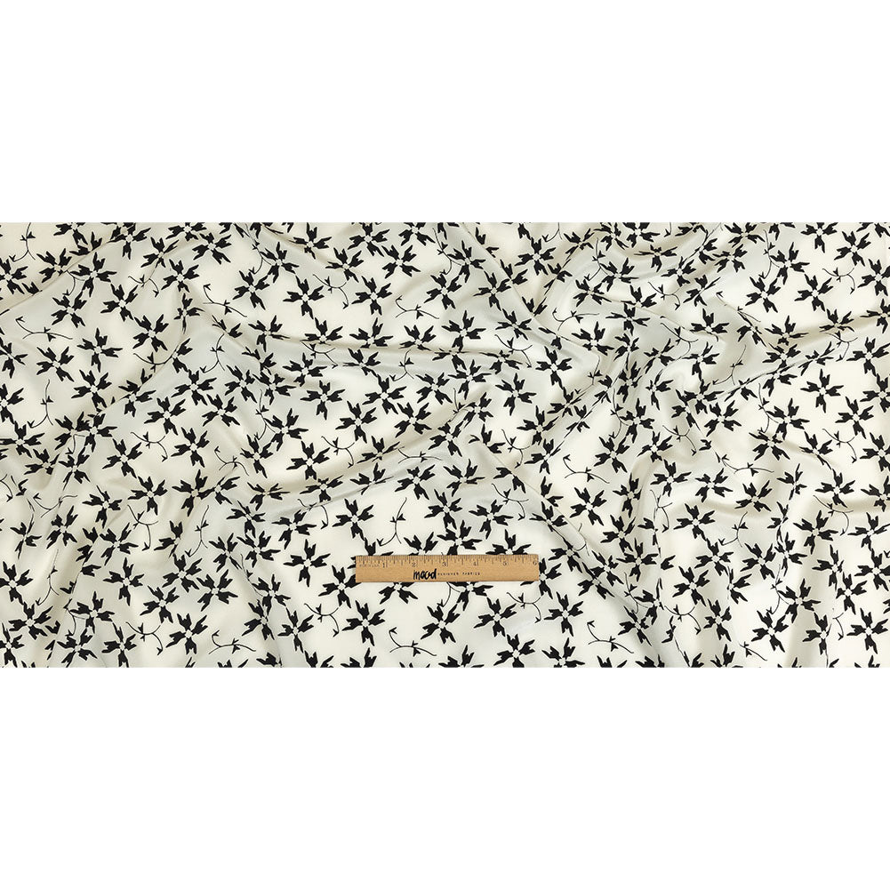Tanya Taylor White and Black Geometric Floral Silk Crepe de Chine Drape