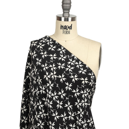 Tanya Taylor Black and White Geometric Floral Silk Crepe de Chine Detail