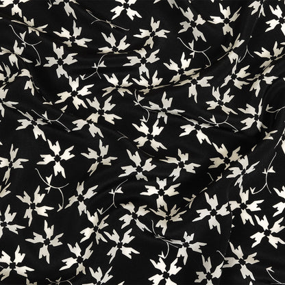 Tanya Taylor Black and White Geometric Floral Silk Crepe de Chine
