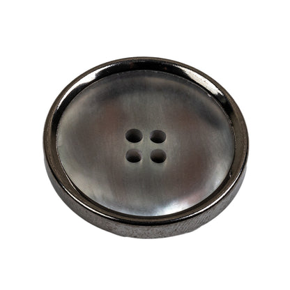 Italian Iridescent Gray 4 Hole Button with Gunmetal Rim - 44L/28mm Folded