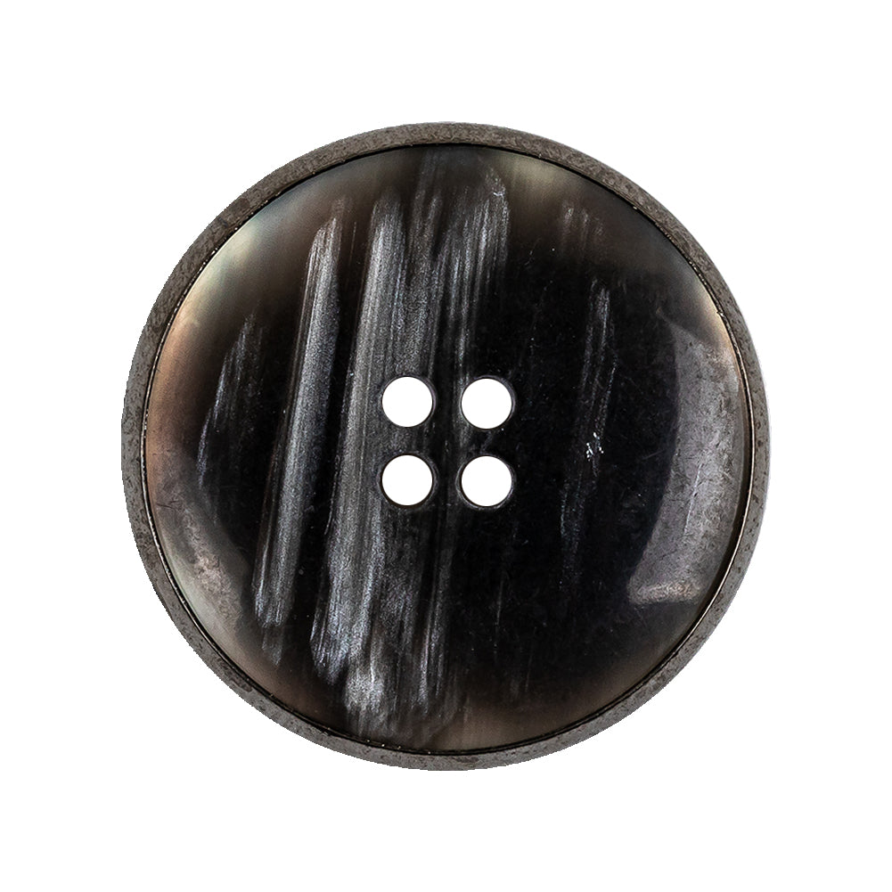 Italian Iridescent Gray 4 Hole Button with Gunmetal Rim - 44L/28mm Detail