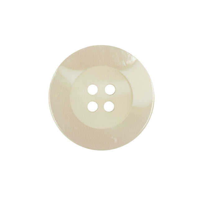 White Iridescent Low Rim 4 Hole Plastic Button with Matte Center - 36L/23mm