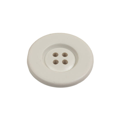 Matte White Asparagus Low Convex 4 Hole Plastic Button with Wide Rim - 38L/24mm Folded