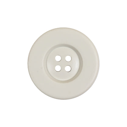 Matte White Asparagus Low Convex 4 Hole Plastic Button with Wide Rim - 38L/24mm