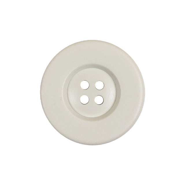 Matte White Asparagus Low Convex 4 Hole Plastic Button with Wide Rim - 38L/24mm